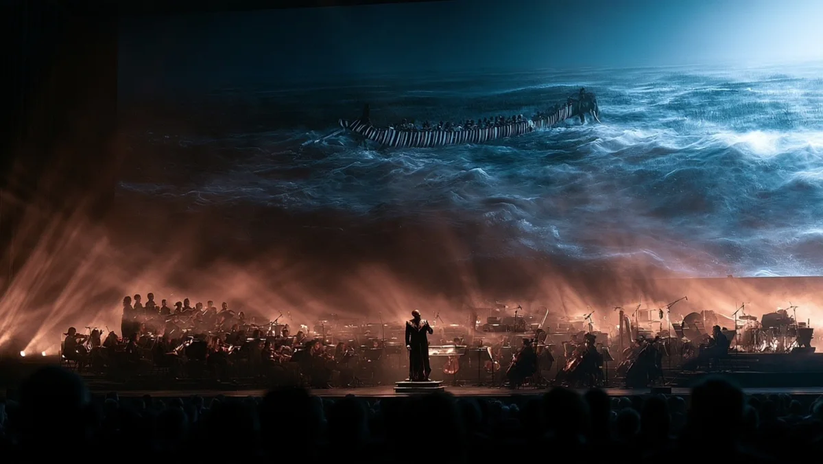 Women singing together on a blue-lit stage, drawn from the Carry the King concept film